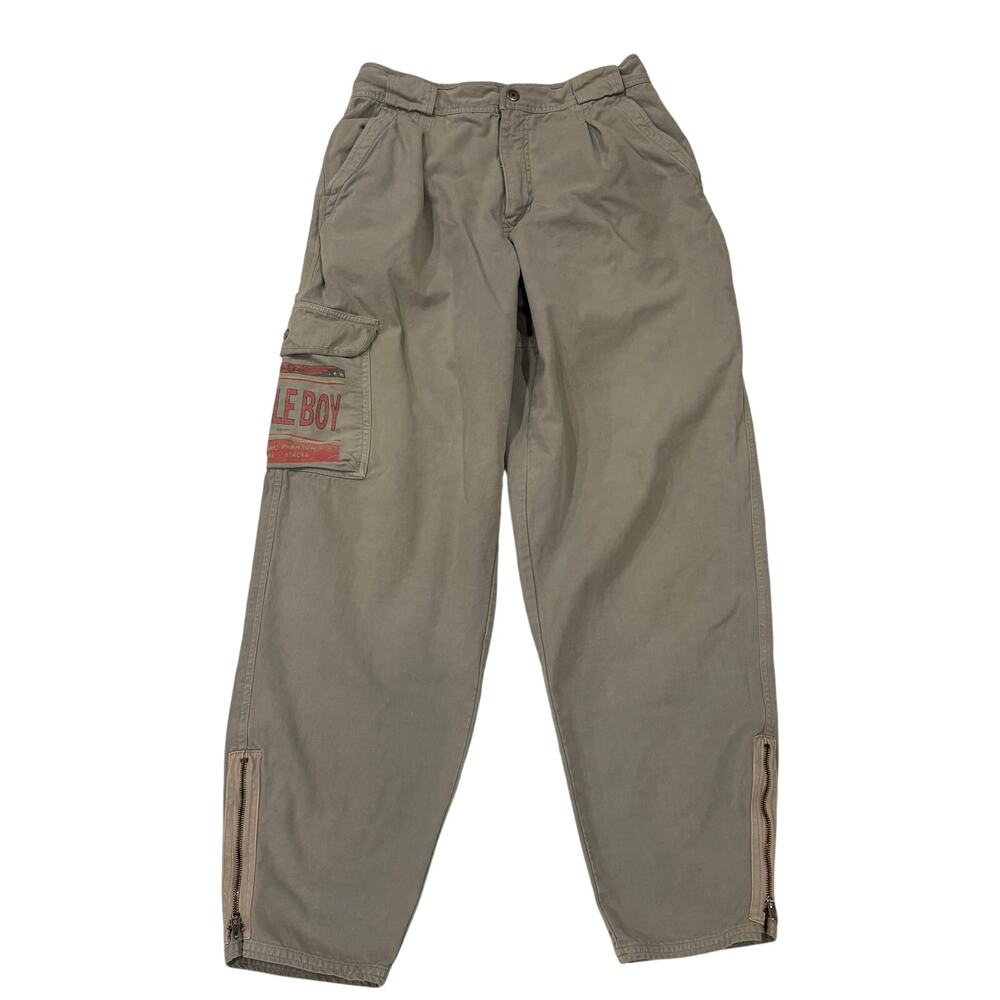 Vtg Bugle Boy Pants Mens 32x32 (30x31) Green Cargo Flight Pants Zip Ankles Y2K